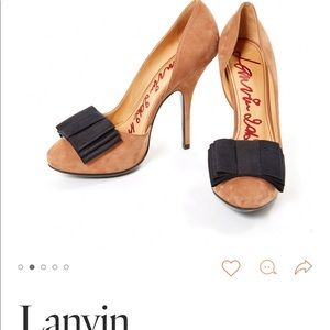Lanvin suede flat bow pumps, size 40